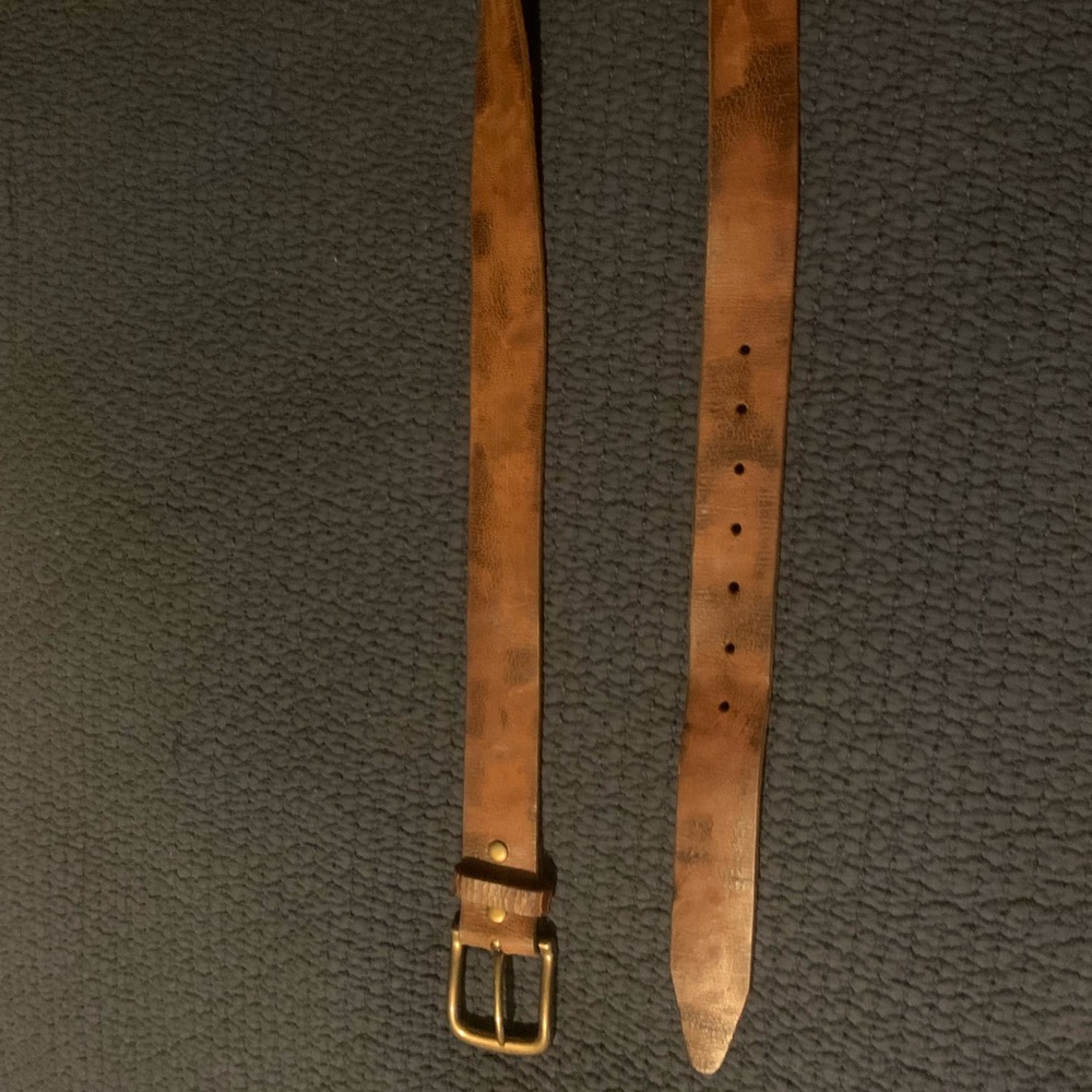 LEATHER ISLAND Belt 36 Bill Lavin Brown Leather Mens Dress 1.5” Wide